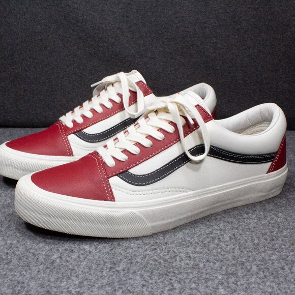 VANS Old Skool Vault LX Low Leather Chili Pepper Off White Black Mens Size 11.5
